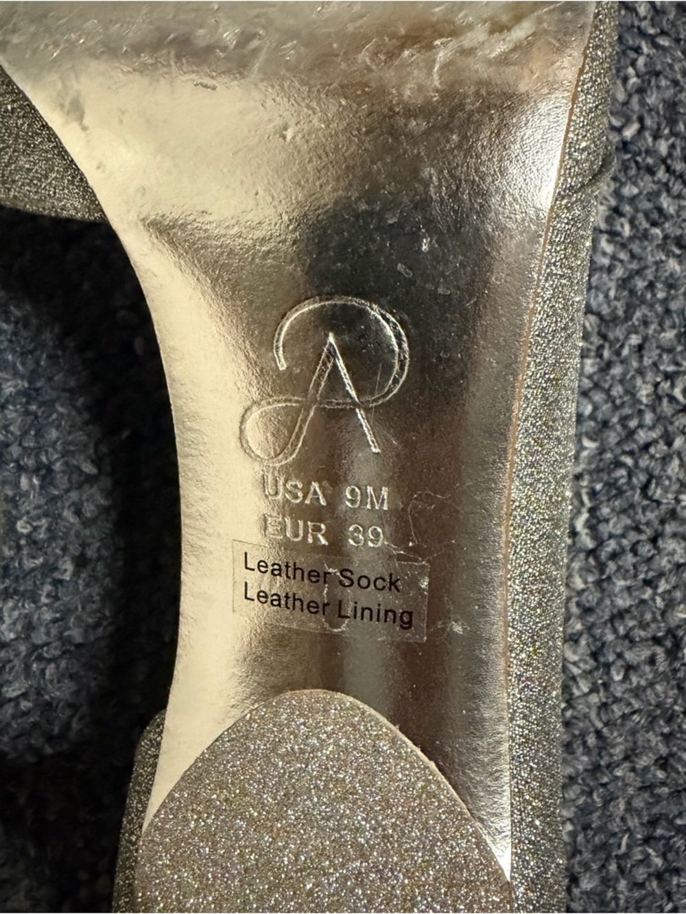 Adrianna Papell Glitter Open-Toe Silver Evening Heels - Picture 5 of 6
